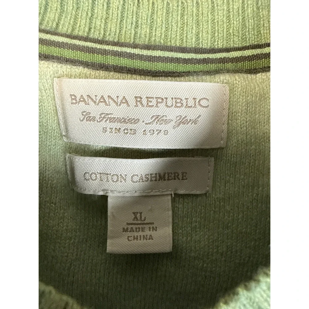 Banana Republic Green Cotton Cashmere Blend‎ V Neck Sweater Vest Mens XL Upscale